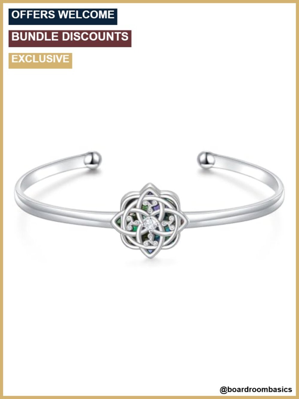 925 Sterling Silver Witches Knot Cuff Bracelet for Women